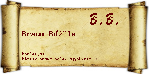 Braum Béla névjegykártya